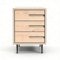 Wooden nightstand with three drawers and metal legs in natural finish 50 x 40 x 60cm