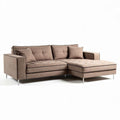 Sectional sofa with chaise lounge in brown fabric 200 x 90 x 75cm