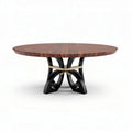 Round wooden dining table with a unique black base 120 x 120 x 75cm