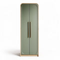 Green two-door wardrobe with wooden frame and sleek handles 40 x 20 x 160cm