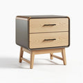 Modern nightstand with two drawers solid wood and metal accents 50 x 40 x 40cm