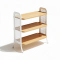 Wood and metal three-tier shelf unit for storage and display 80 x 30 x 100cm