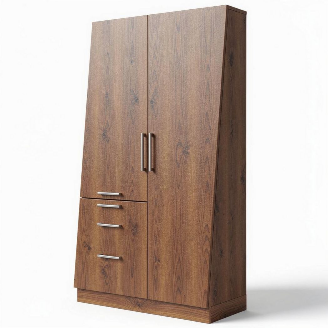 Wooden wardrobe with two doors and three drawers 40 x 80 x 180cm