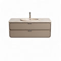 Wall-mounted bathroom vanity with integrated sink in beige finish 120 x 50 x 45cm