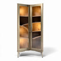 Corner display cabinet with glass doors and wooden shelves 90 x 40 x 180cm