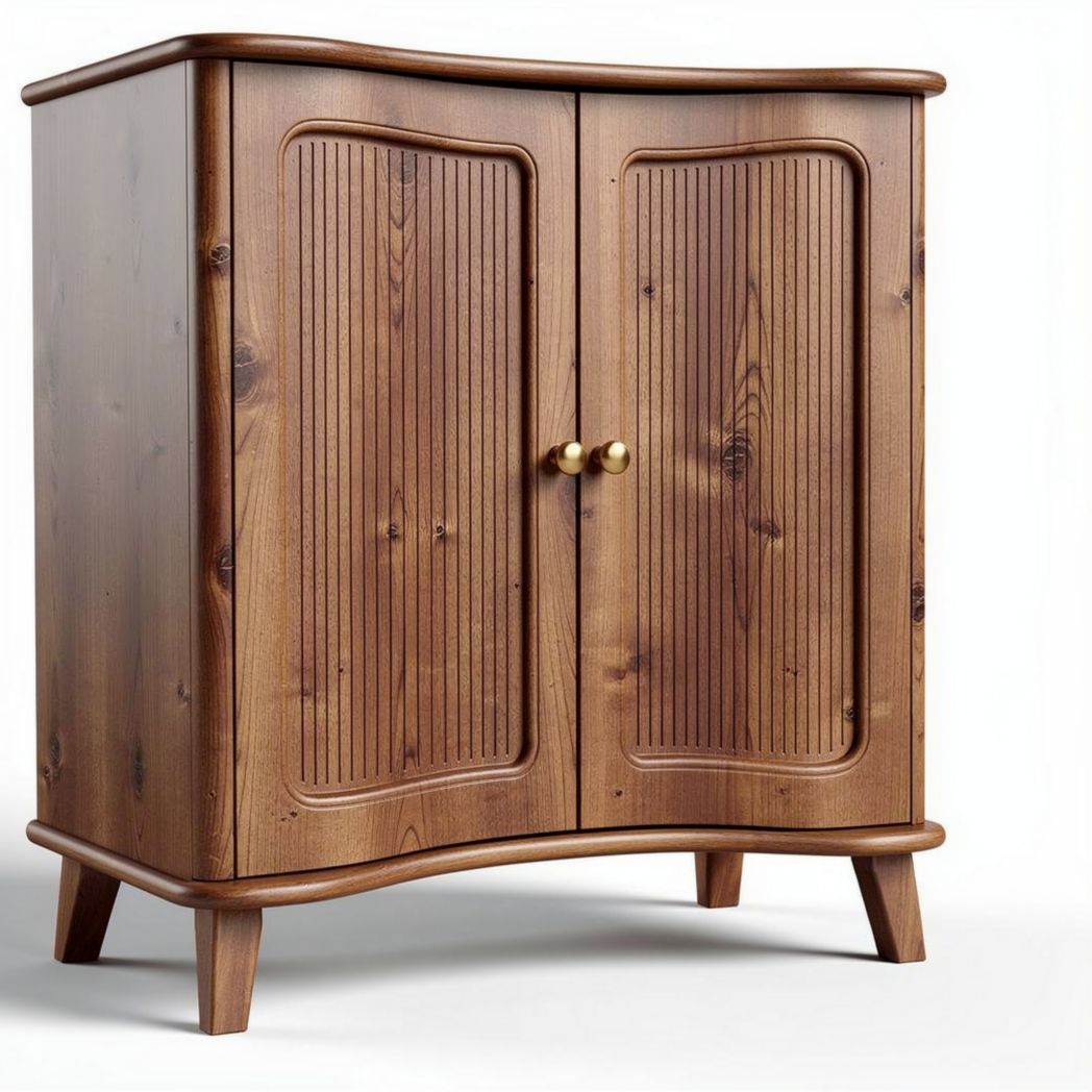 Wooden storage cabinet with two doors and tapered legs 80 x 40 x 90cm