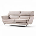Mid-century modern fabric sofa with metal legs in light beige 180 x 90 x 85cm
