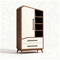 Wooden wardrobe with white doors and shelves 180 x 90 x 45cm
